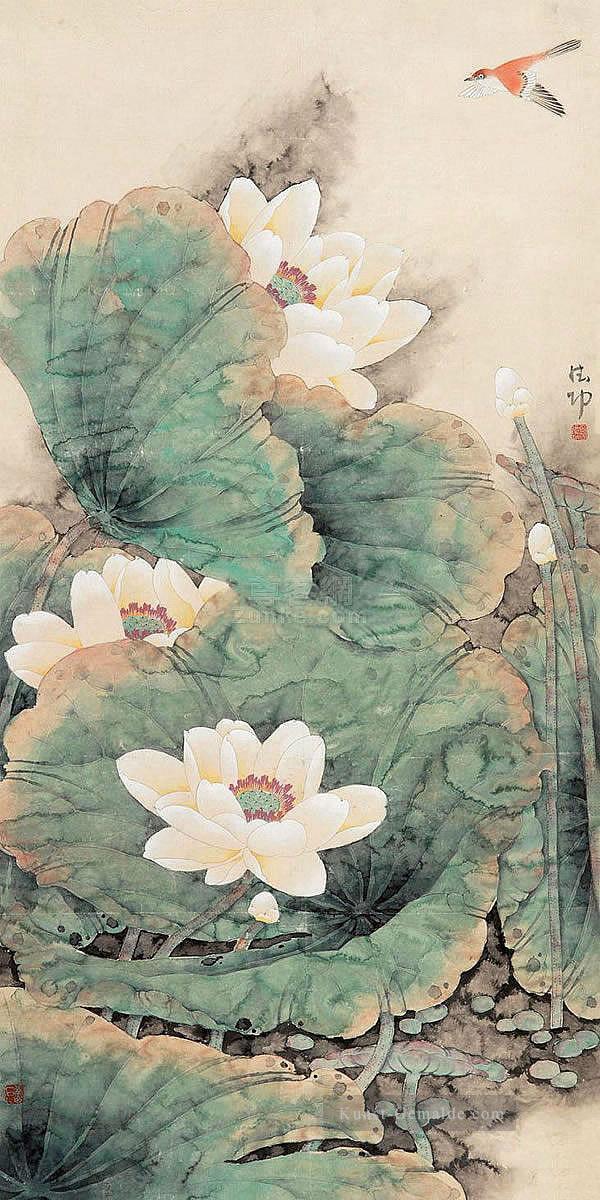 Lotus und Vogel traditionellen chinesischen Ölgemälde